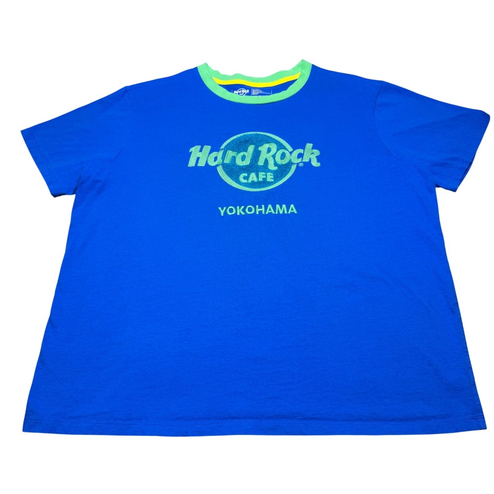 VINTAGE Hard Rock Cafe YOKOHAMA Japan Men XL Short Sleeve T Shirt Embroidered